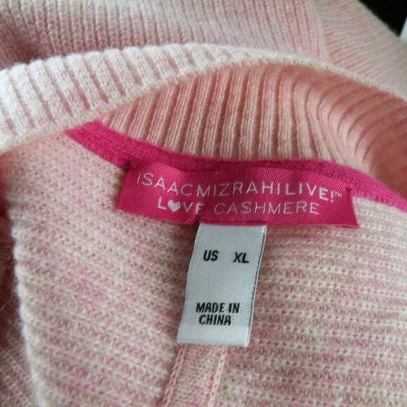 Isaac Mizrahi Live 100% Cashmere Patch Pockets V-neck Pink Sweater Oversize XL - Picture 8 of 9